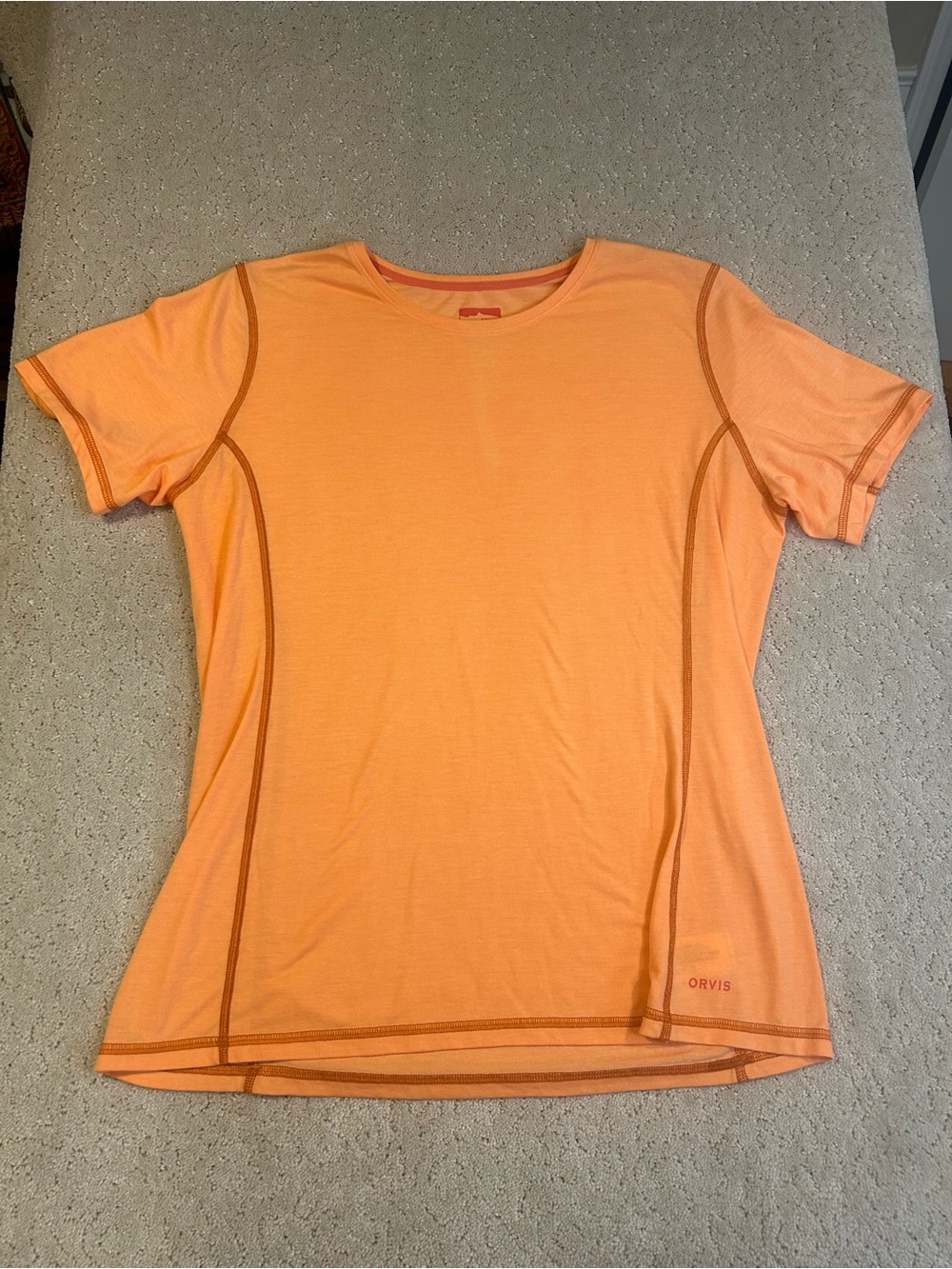 Orvis Women’s Short Sleeve Baselayer Pullover Top Sz Med Orange Athleisure